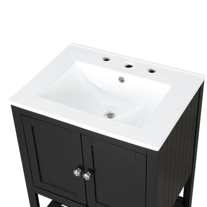 Vimora™ - Black Modern Bathroom Vanity with Elegant Ceramic Sink and Solid Wood Frame
