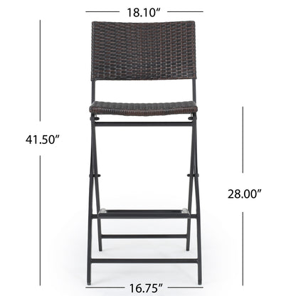 Vimora™ - Outdoor Foldable Wicker Barstools, Faux Rattan Patio Chairs, Brown Multi (Set of 2)