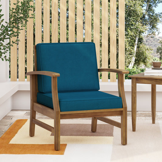 Vimora™ - Blue Acacia Wood Club Chair, Modern Weather Resistant Patio Furniture