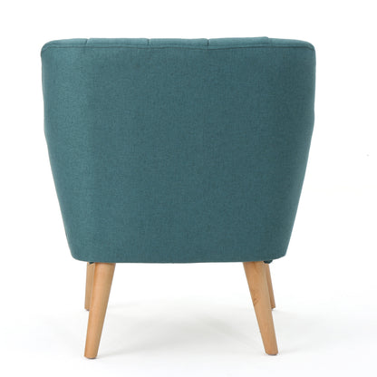 Vimora™ - Mid Century Modern Teal Fabric Club Chair with Birch Wood Legs