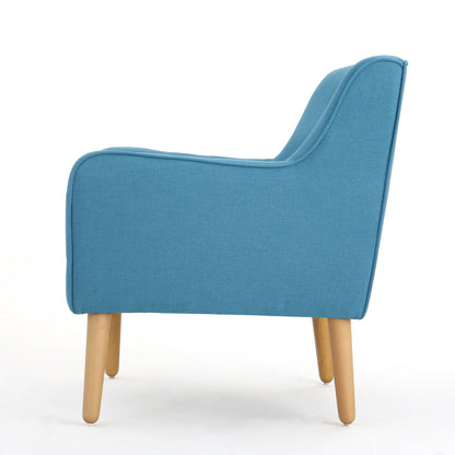 Vimora™ - Teal Mid-Century Modern Arm Chair with Tufted Back and Retro Wooden Legs