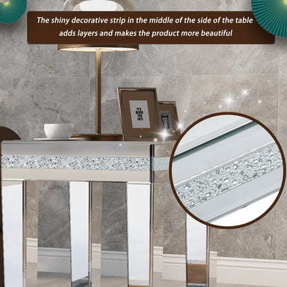 Vimora™ - Modern Glass Mirrored Silver End Table with Adjustable Height Legs
