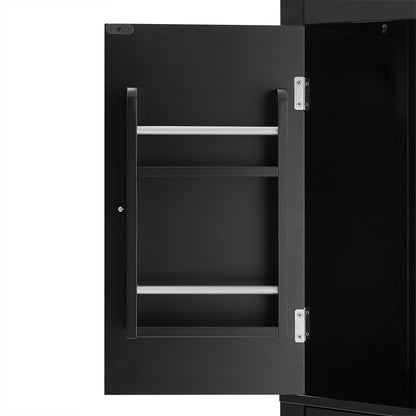 Vimora™ - Elegant Black Bathroom Floor Storage Cabinet with 4 Doors and Adjustable Shelves