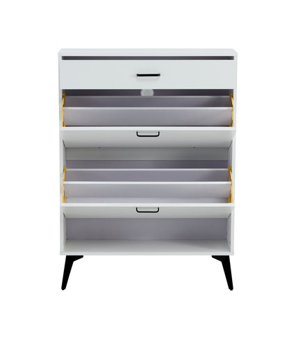 Vimora™ - White Shoe Cabinet with Metal Legs and Storage Shelves for Organised Footwear