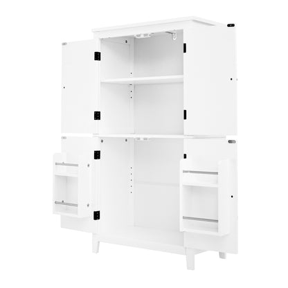 Vimora™ - Elegant White Bathroom Floor Storage Cabinet with Adjustable Shelves & 4 Doors