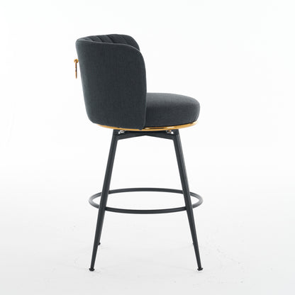 Vimora™ - Elegant Gray Adjustable Swivel Bar Stools with High Backrest (Set of 2)