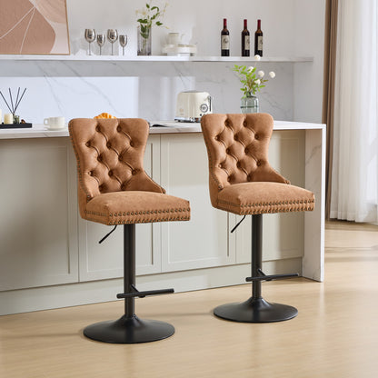 Vimora™ - Adjustable Vintage PU Swivel Bar Stools Set of 2 (Orange)