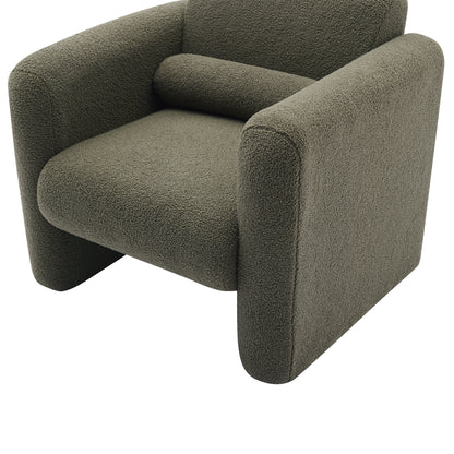 Vimora™ - Modern Style Chair with Soft Sheepskin Cushion, Seaweed Green Armchair