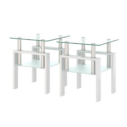 Vimora™ - Set of 2 Modern Tempered Glass Square Coffee Tables for Living Room