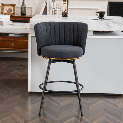 Vimora™ - Elegant Gray Adjustable Swivel Bar Stools with High Backrest (Set of 2)
