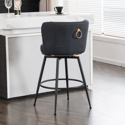 Vimora™ - Elegant Gray Adjustable Swivel Bar Stools with High Backrest (Set of 2)