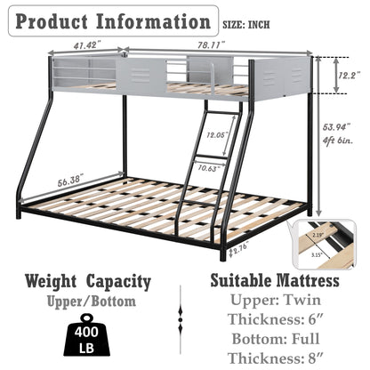 Vimora™ - Heavy-Duty Twin Over Full Bunk Bed with Noise Reduction and Safety Guardrails