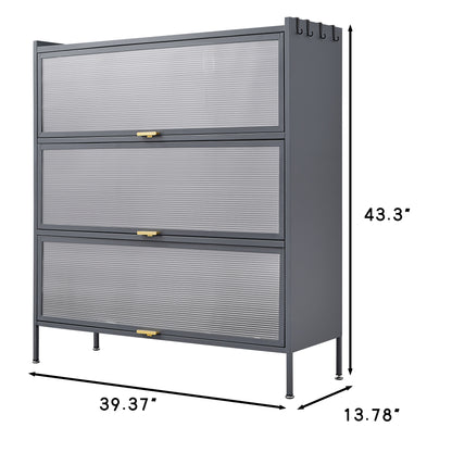 Vimora™ - 3 Tier Metal Pantry Storage Cabinet with Microwave Rack & Adjustable Hooks