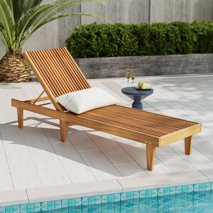 Vimora™ - Teak Acacia Wood Chaise Lounge for Outdoor Relaxation and Comfort