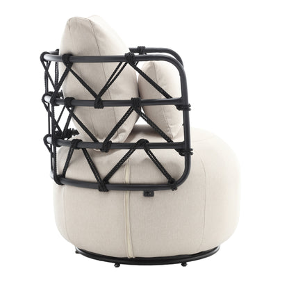 Vimora™ - Beige Upholstered Tufted Accent Chair with Metal Stand for Living Room and Office