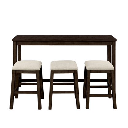 Vimora™ - Rustic Brown Counter Height Dining Set with Padded Stools and Built-in Charging