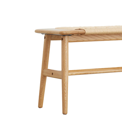 Vimora™ - Woven Design Oak Wood Dining Bench for Entryway, Bedroom, and Living Room