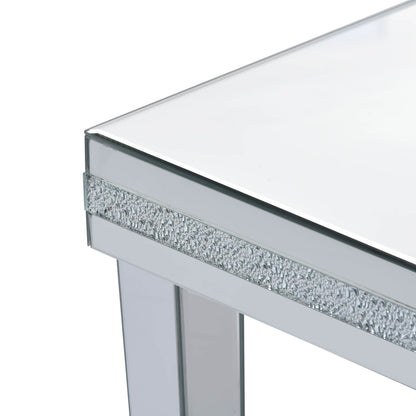 Vimora™ - Modern Glass Mirrored Silver End Table with Adjustable Height Legs