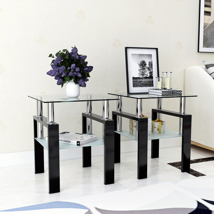 Vimora™ - Modern Tempered Glass Square Coffee Table (Set of 2)