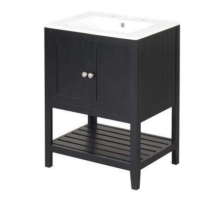 Vimora™ - Black Modern Bathroom Vanity with Elegant Ceramic Sink and Solid Wood Frame