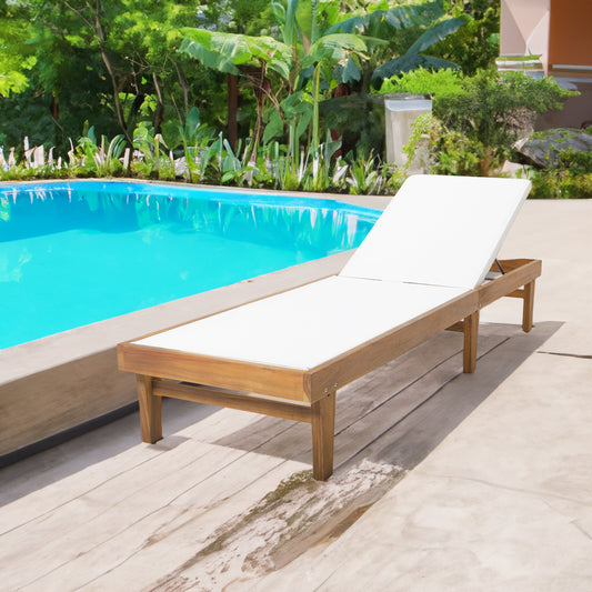 Vimora™ - Summerland Teak Chaise Lounge with White Mesh for Outdoor Relaxation