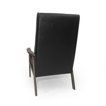 Vimora™ - Mid Century Modern Upholstered Accent Chair in Matte Black Faux Leather