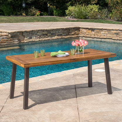 Vimora™ - Modern Industrial Teak Acacia Wood Dining Table with Metal Frame