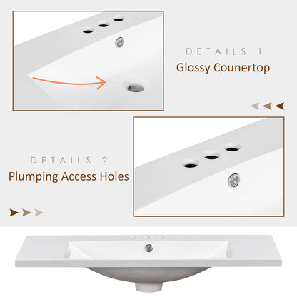 Vimora™ - 36" Single Bathroom Basin Sink, Resin Vanity Top with 3 Faucet Holes