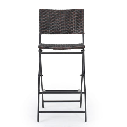 Vimora™ - Outdoor Foldable Wicker Barstools, Faux Rattan Patio Chairs, Brown Multi (Set of 2)
