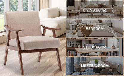 Vimora™ - Mid-Century Modern Living Room Chair with Solid Wood Frame & Thick Backrest