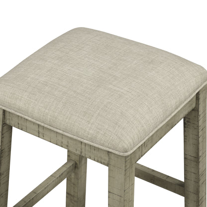 Vimora™ - Rustic 4-Piece Counter Height Dining Set with Padded Stools and Charging Socket