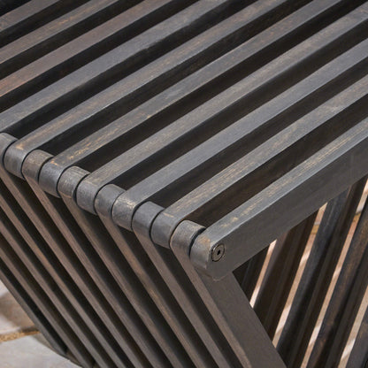 Vimora™ - Dark Grey Acacia Wood Transitional Bench with Modern Slat Design