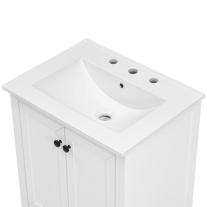 Vimora™ - 24" White Bathroom Vanity with Sink, Solid Wood & MDF, Ample Storage, Modern Design