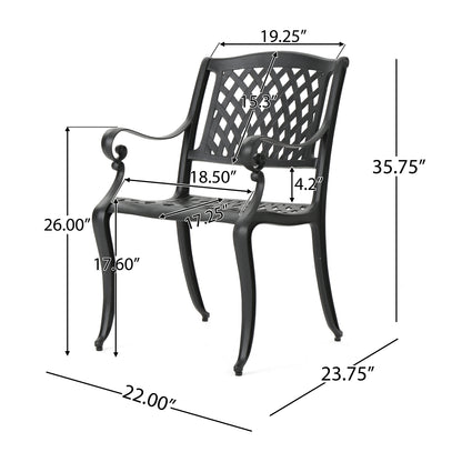 Vimora™ - Black Aluminium Mesh Outdoor Dining Chair Set of 2