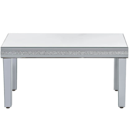 Sofia™️ - Modern Glass Mirrored Coffee Table with Crystal Design and Adjustable Height Legs