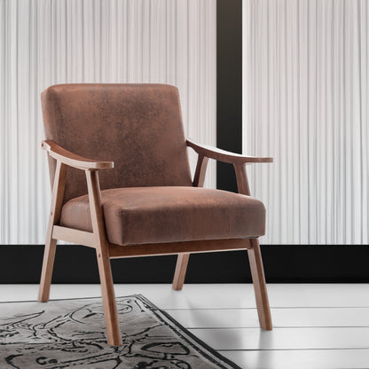 Vimora™ - Mid-Century Modern Accent Chair with Solid Wood Frame and Extra-Thick Backrest