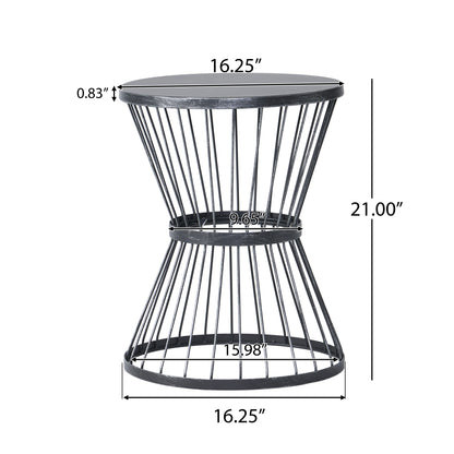 Vimora™ - Matte Black Iron Hourglass End Table for Outdoor Spaces