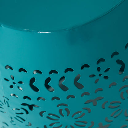 Vimora™ - Teal Lace Cut Iron Side Table