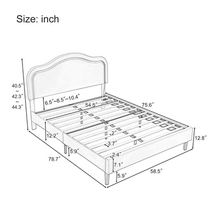 Vimora™ - Full Size Velvet LED Bed Frame with Adjustable Headboard