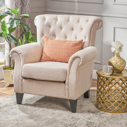 Vimora™ - Springfield Tufted Chair with Nailhead Trim and Diamond Button Tufting in Light Beige