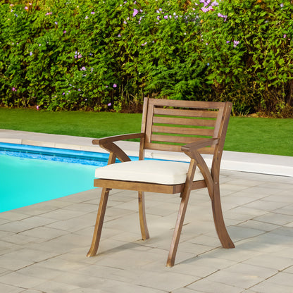 Vimora™ - Teak Acacia Wood Dining Chairs with Water-Resistant Cushions (Set of 2)