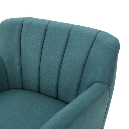 Vimora™ - Mid Century Modern Teal Fabric Club Chair with Birch Wood Legs