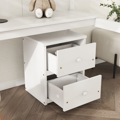 Vimora™ - Twin Loft Wood Bed with Built-in Desk, Storage Cabinet, Guardrails, and Ladder