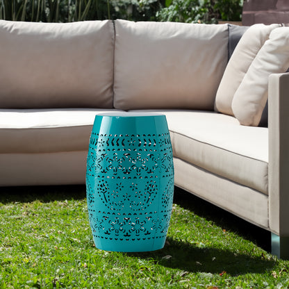 Vimora™ - Teal Lace Cut Iron Side Table