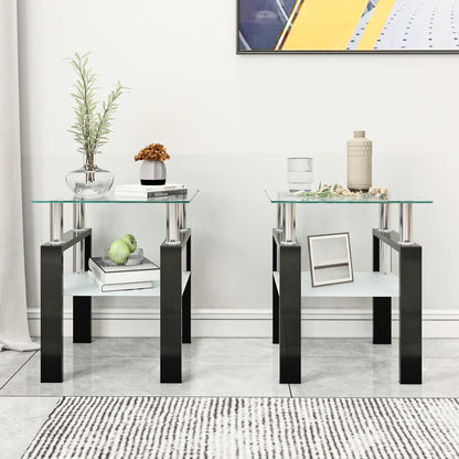 Vimora™ - Modern Tempered Glass Square Coffee Table (Set of 2)