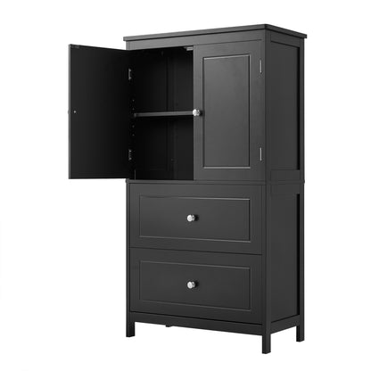 Vimora™ - Black MDF Bathroom Storage Cabinet with Doors, Drawers & Adjustable Shelf