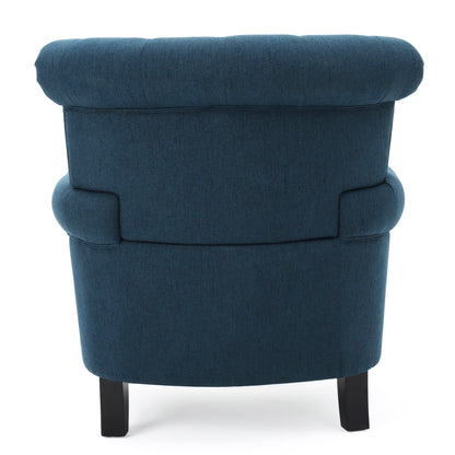 Vimora™ - Springfield Tufted Navy Blue Fabric Club Chair with Nailhead Trim and Cushion