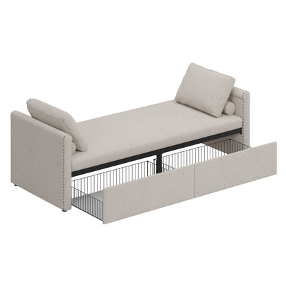 Vimora™ - Modern Linen Chaise Lounger Daybed with Storage Drawers