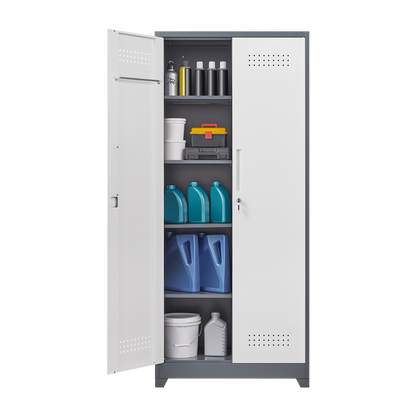 Vimora™ - Lockable Metal Storage Cabinet, Tall Cleaning Tool Organizer