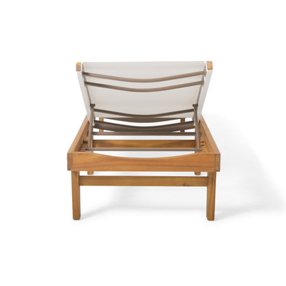 Vimora™ - Summerland Teak Chaise Lounge with White Mesh for Outdoor Relaxation